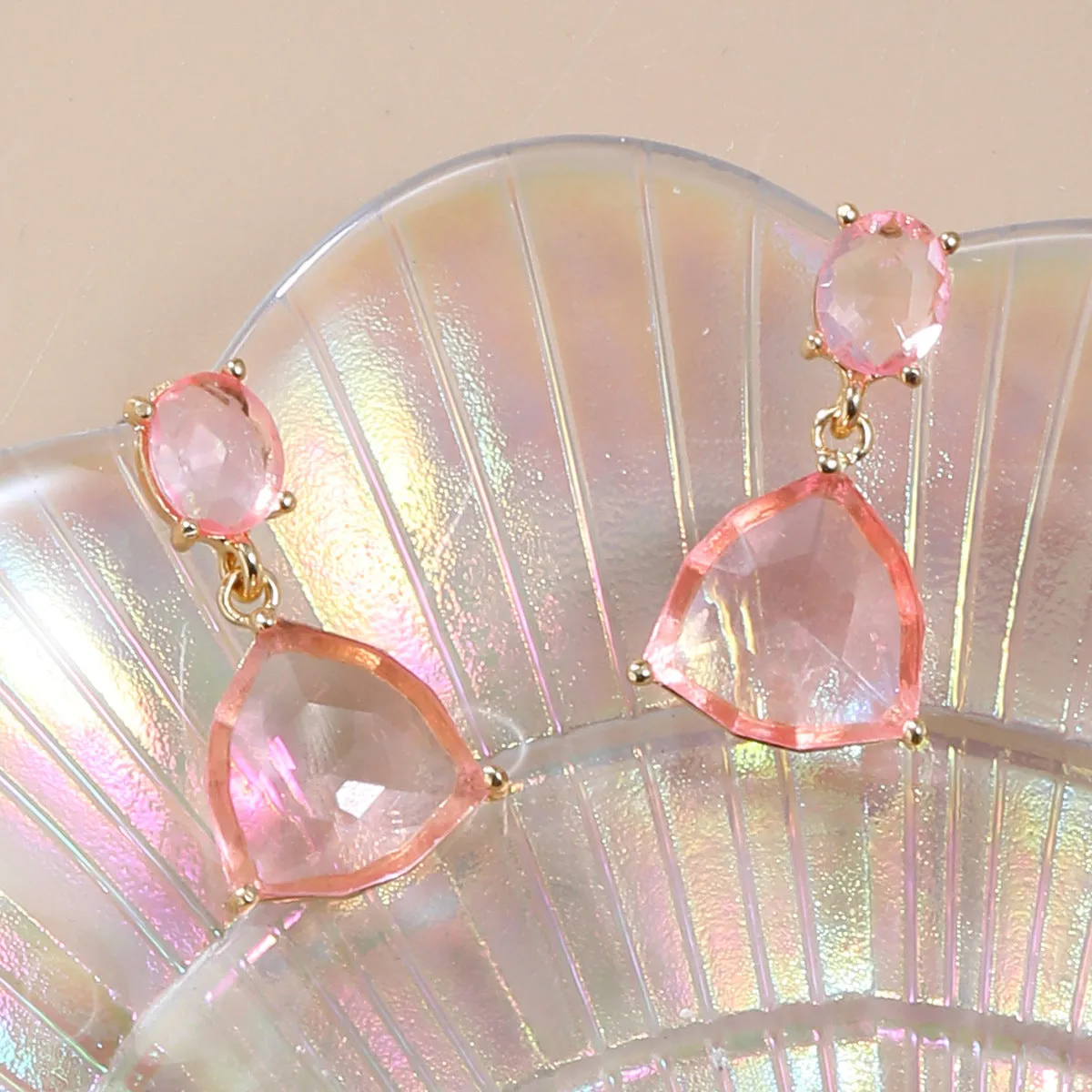 Wholesale Colored Diamond Triangle Fashion Earrings