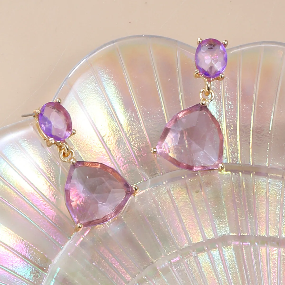 Wholesale Colored Diamond Triangle Fashion Earrings