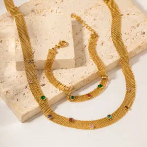 Wholesale Colored Gems Stainless Steel Bracelet