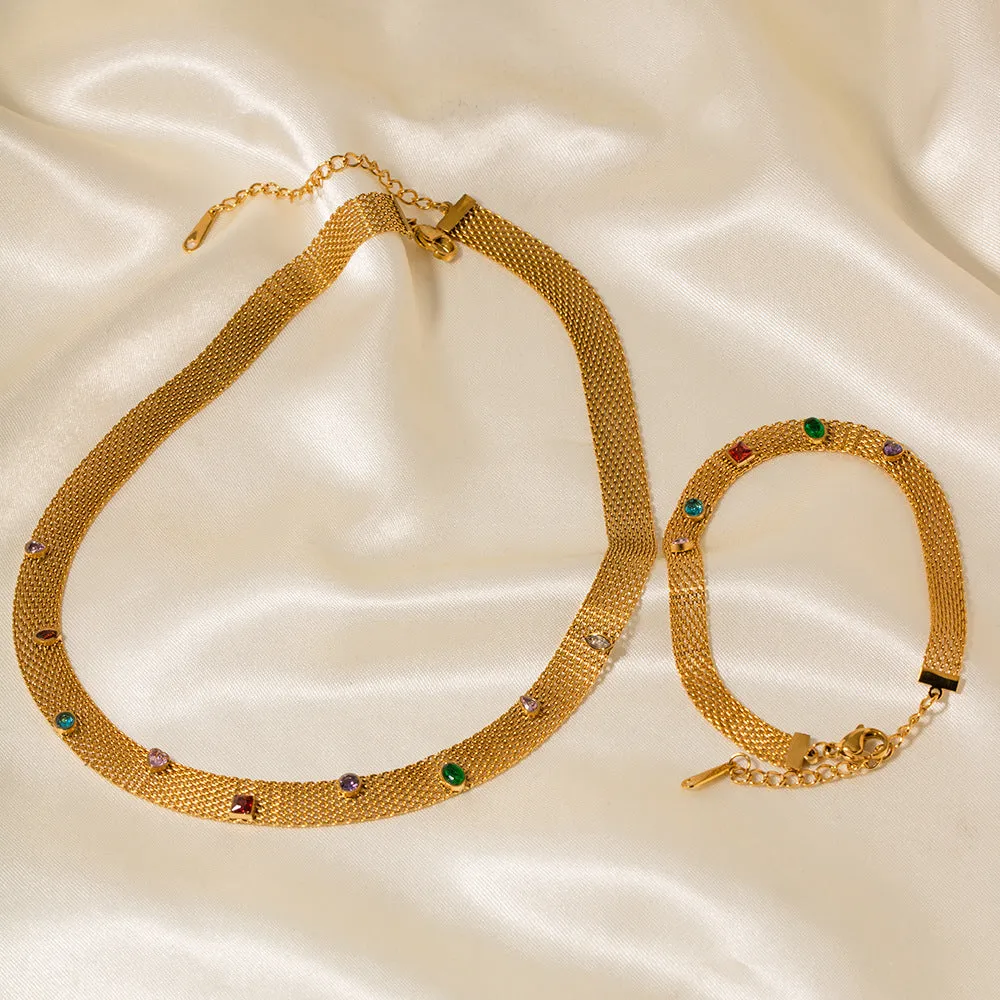 Wholesale Colored Gems Stainless Steel Bracelet
