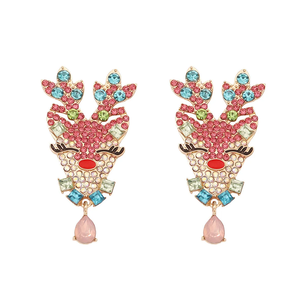 Wholesale Colored Gemstone Elk Zinc Alloy Earrings