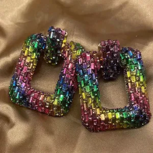 Wholesale Colored Glass Full Water Diamond Earrings