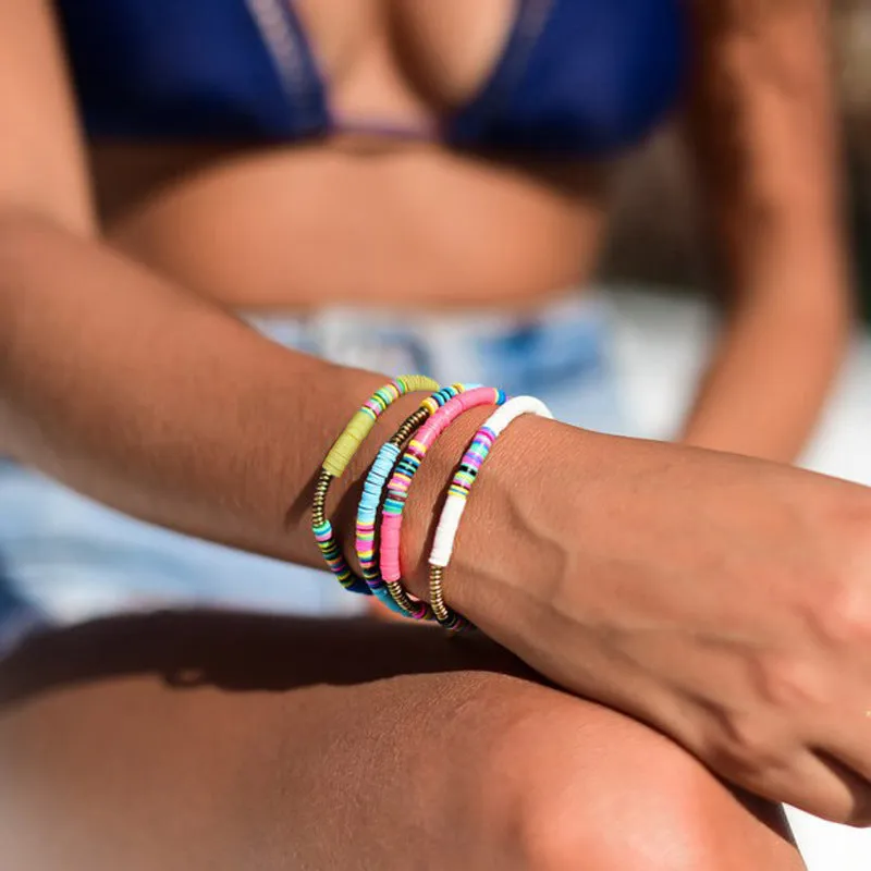 Wholesale Colored Slices Soft Pottery Set of 5 Mix and Match Bracelet