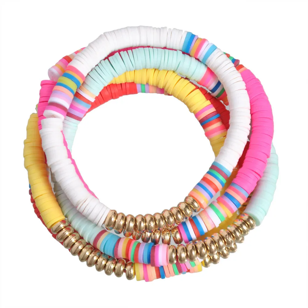 Wholesale Colored Slices Soft Pottery Set of 5 Mix and Match Bracelet