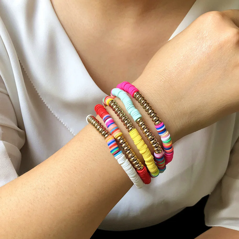 Wholesale Colored Slices Soft Pottery Set of 5 Mix and Match Bracelet
