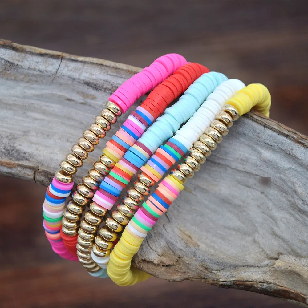 Wholesale Colored Slices Soft Pottery Set of 5 Mix and Match Bracelet