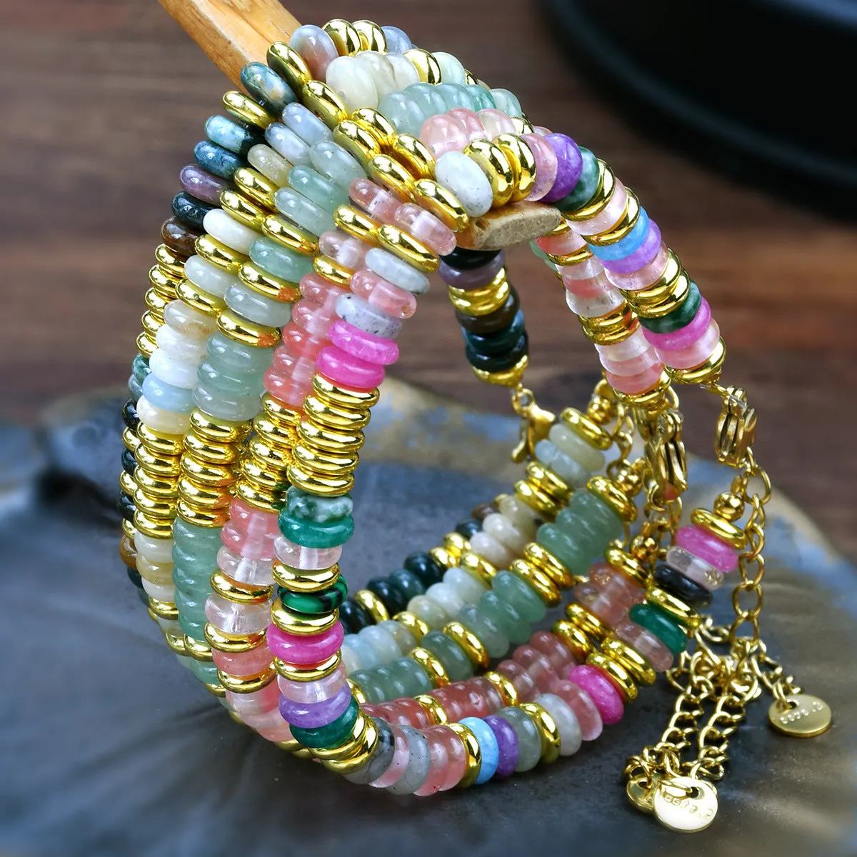 Wholesale Colorfast Agate Beaded Natural Crystal Bracelet