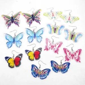 Wholesale Colorful Acrylic Vintage Painted Butterfly Bohemian Earrings