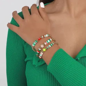 Wholesale Colorful Beads Stretch Soft Pottery Resin Heart Bracelet