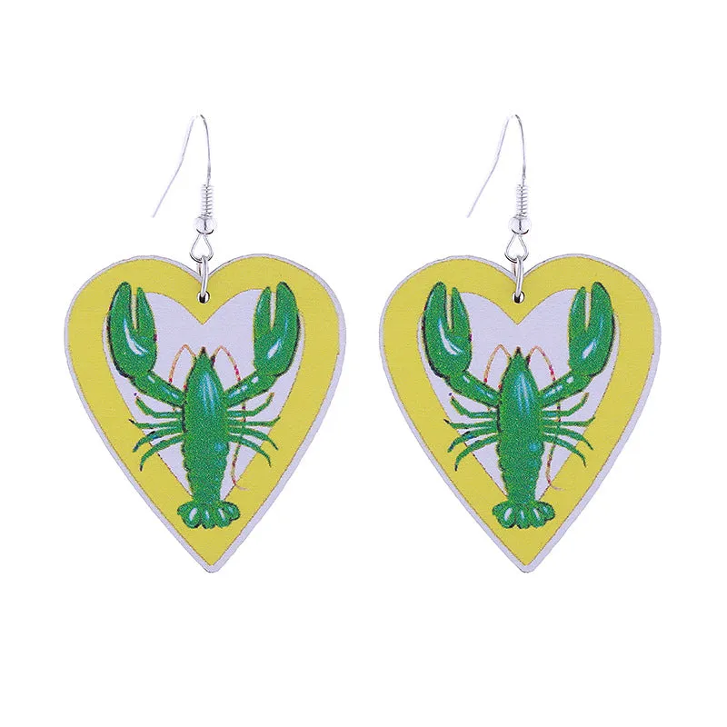 Wholesale Colorful Carnival Crocodile Lobster Crown Mask Wooden  Mardi Gras Earrings