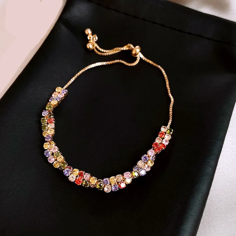Wholesale Colorful Cross Twisted Zircon Drawable Bracelet