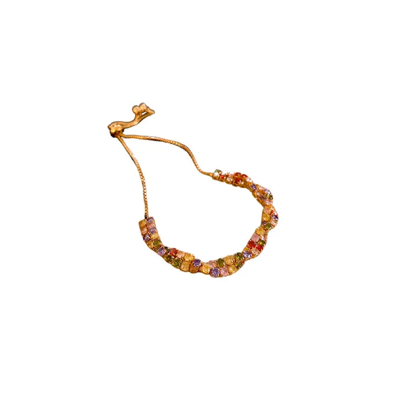 Wholesale Colorful Cross Twisted Zircon Drawable Bracelet
