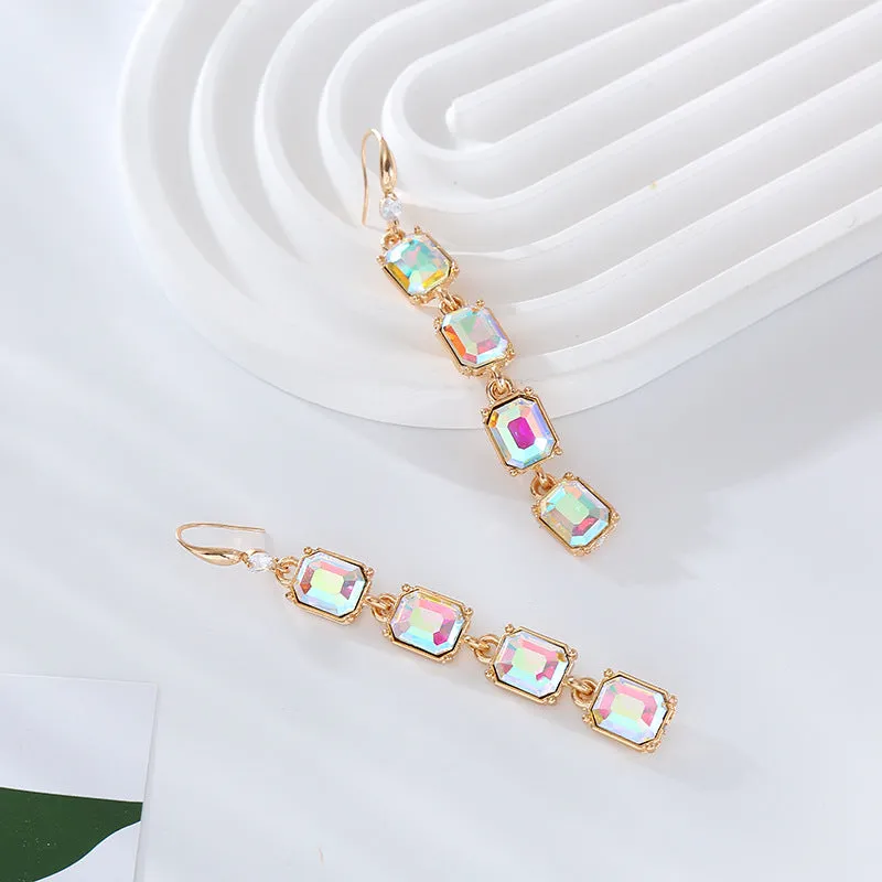 Wholesale Colorful Crystal Alloy Inlaid Glass Diamond Multi-layer Earrings