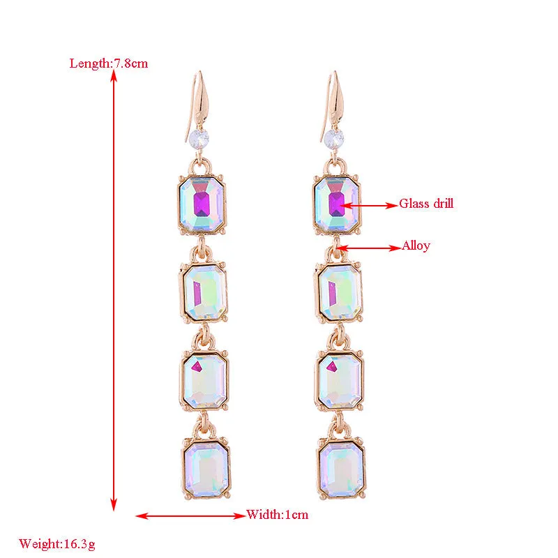 Wholesale Colorful Crystal Alloy Inlaid Glass Diamond Multi-layer Earrings