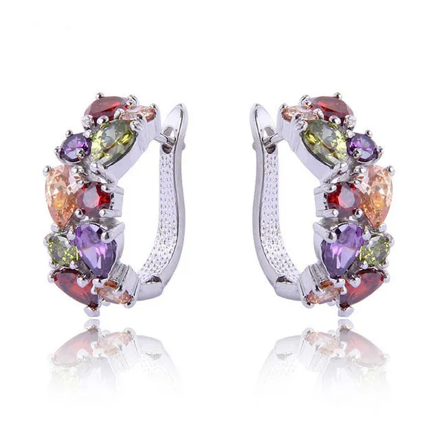 Wholesale Colorful Crystal Zircon Rose Gold Earrings