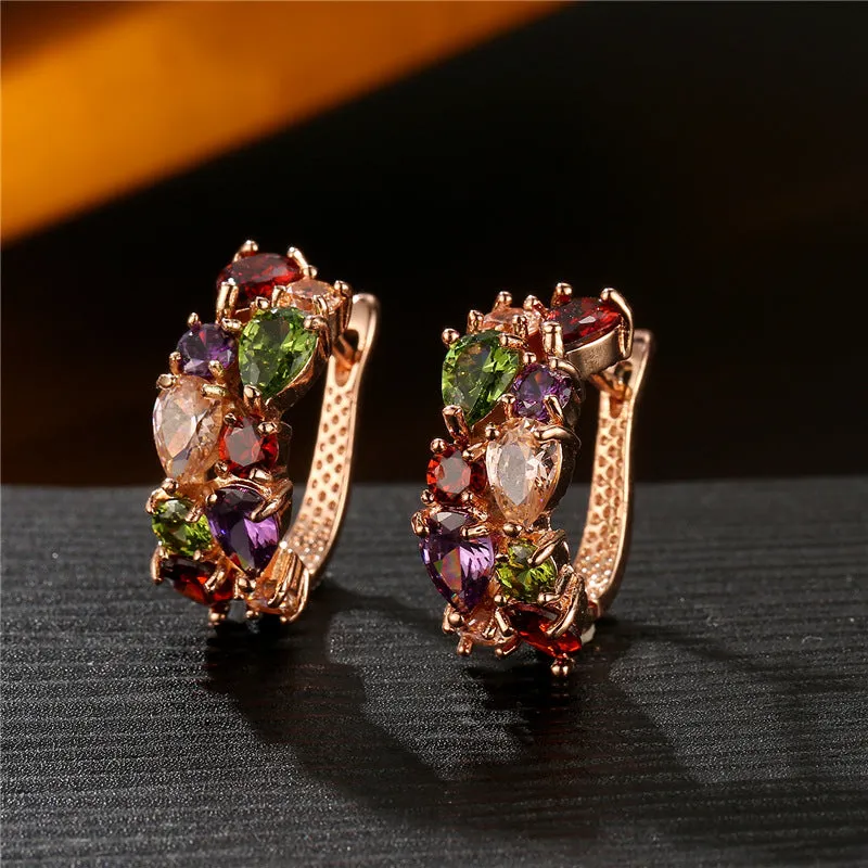 Wholesale Colorful Crystal Zircon Rose Gold Earrings