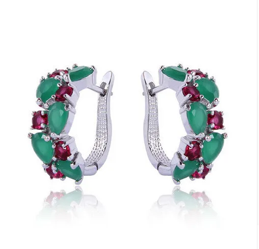 Wholesale Colorful Crystal Zircon Rose Gold Earrings