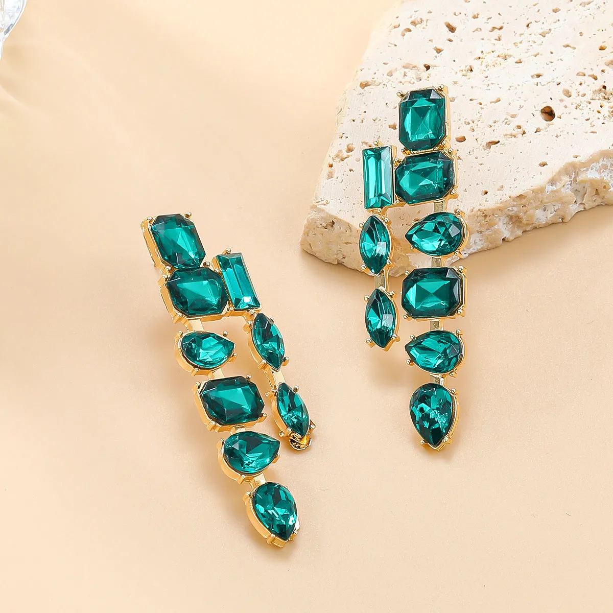 Wholesale Colorful Diamond Bohemian Style Full Diamond Earrings