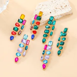 Wholesale Colorful Diamond Bohemian Style Full Diamond Earrings