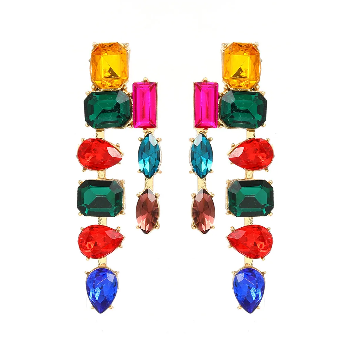 Wholesale Colorful Diamond Bohemian Style Full Diamond Earrings