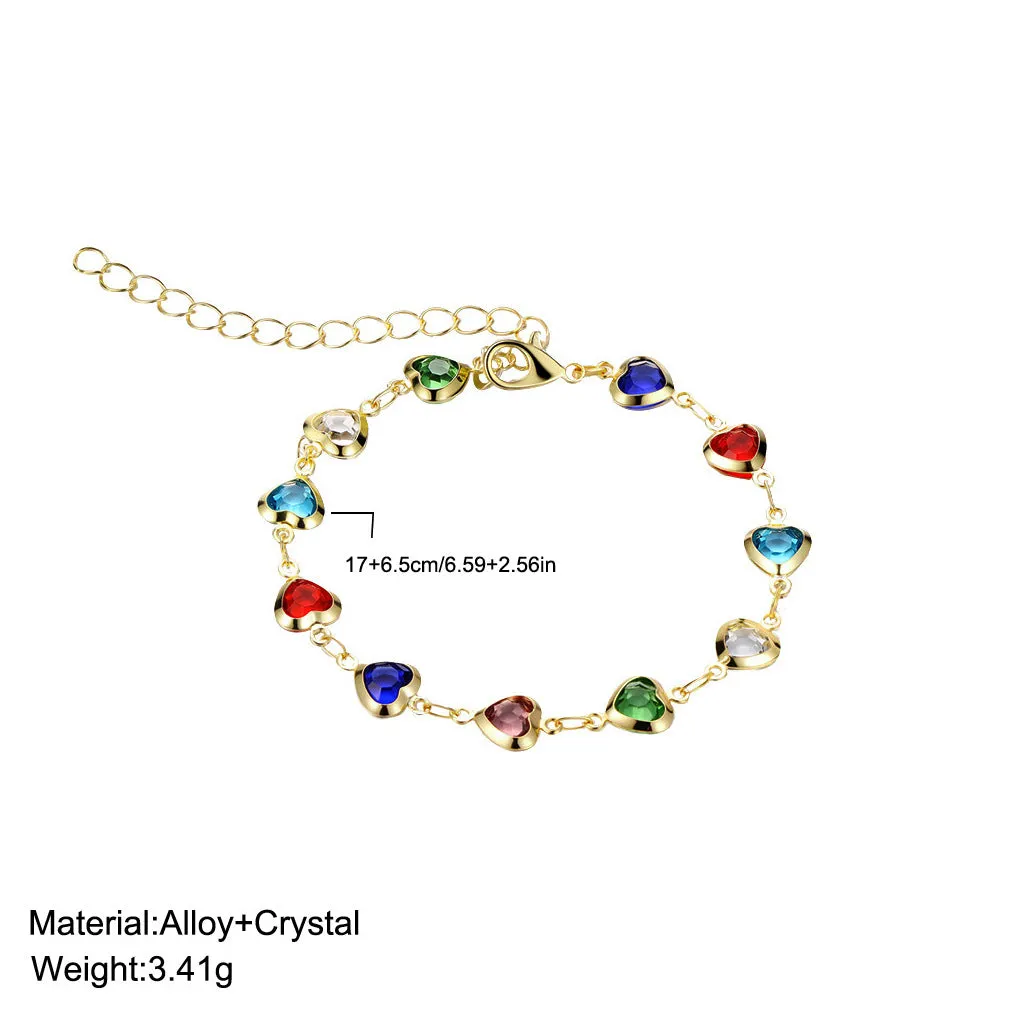 Wholesale Colorful heart zircon bracelet