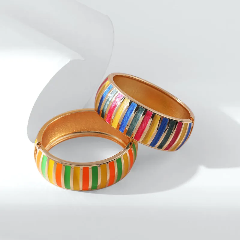 Wholesale Colorful Oil Dripping Alloy Wide Bracelet