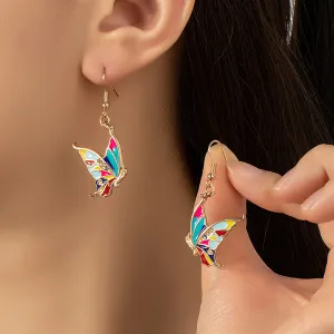 Wholesale Colorful Oil Drop Alloy Butterfly Earrings
