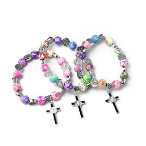 Wholesale Colorful Polymer Clay Cross Bracelet