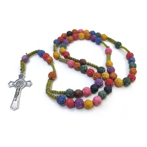 Wholesale Colorful Rose Beads Cross Rosary Handmade Prayer Beads