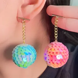 Wholesale Colorful Sequined Round Balls Personality Simple Retro Design Niche Earrings