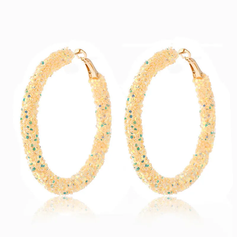 Wholesale Colorful Sparkling Circle Metal Earrings
