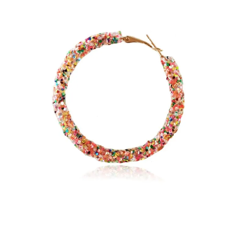 Wholesale Colorful Sparkling Circle Metal Earrings