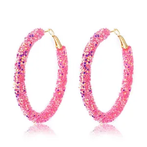 Wholesale Colorful Sparkling Circle Metal Earrings
