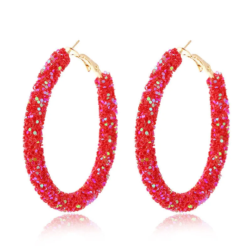 Wholesale Colorful Sparkling Circle Metal Earrings