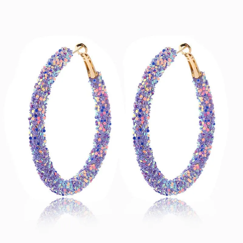 Wholesale Colorful Sparkling Circle Metal Earrings