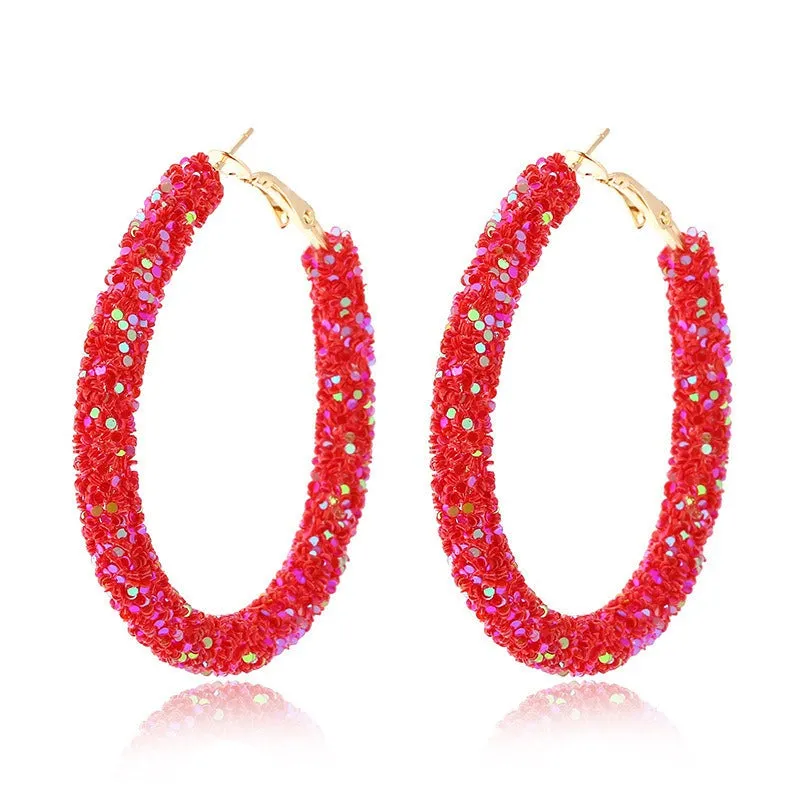 Wholesale Colorful Sparkling Circle Metal Earrings