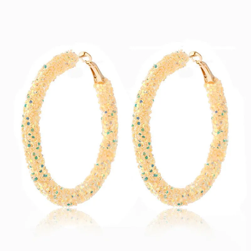 Wholesale Colorful Sparkling Circle Metal Earrings