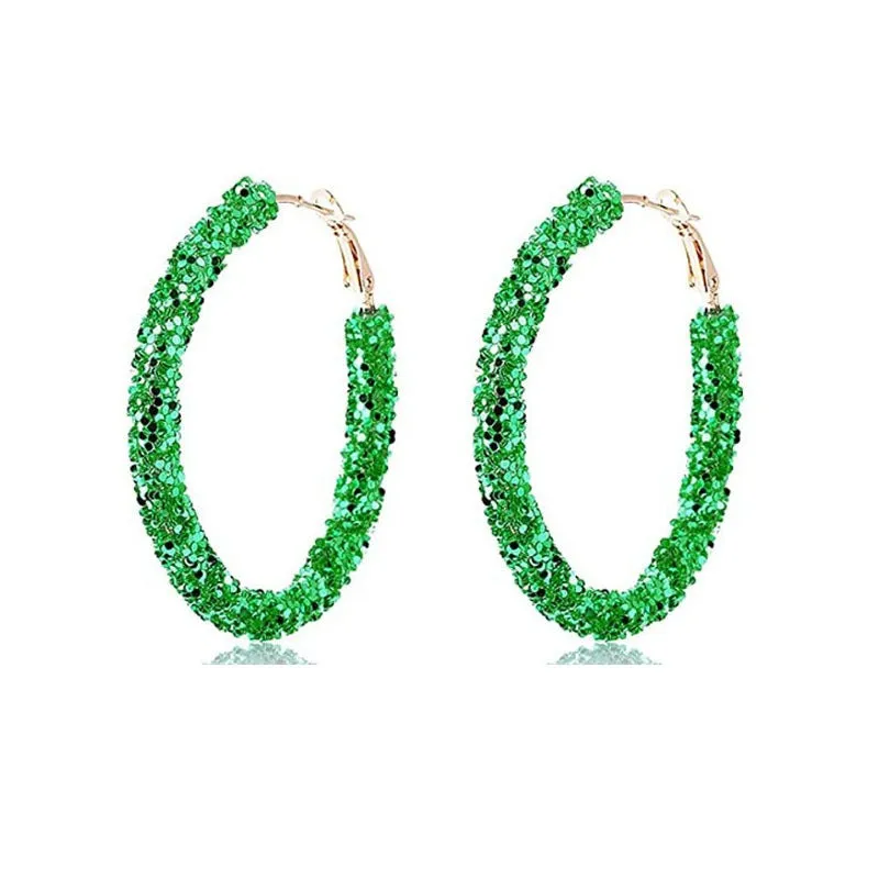 Wholesale Colorful Sparkling Circle Metal Earrings