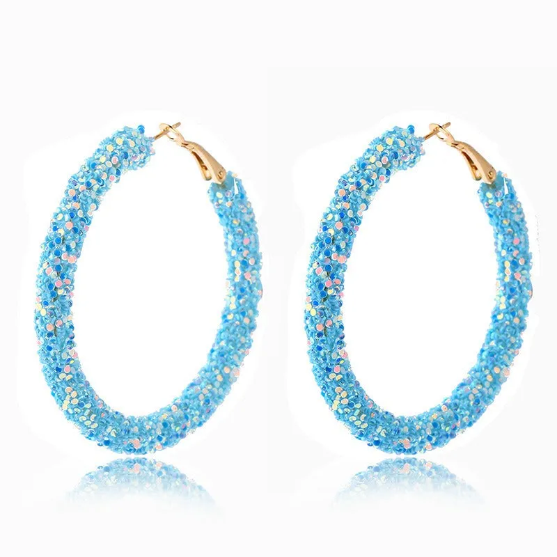 Wholesale Colorful Sparkling Circle Metal Earrings