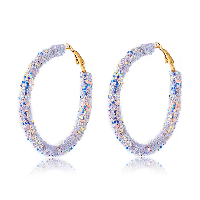 Wholesale Colorful Sparkling Circle Metal Earrings