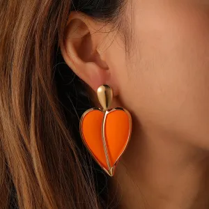 Wholesale Colorful Spray Paint Love Water Drop Double Layer Earrings