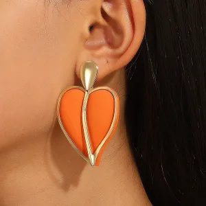 Wholesale Colorful Spray Painting Love Droplet Double Layer Alloy Earrings