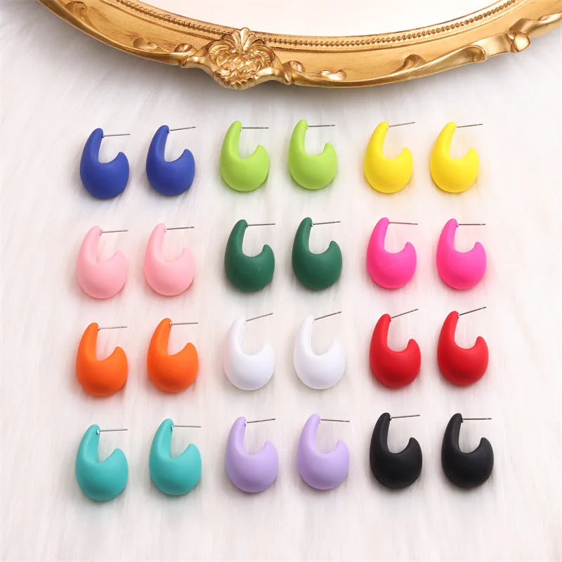 Wholesale Colorful Three-dimensional C-ring Acrylic Earrings