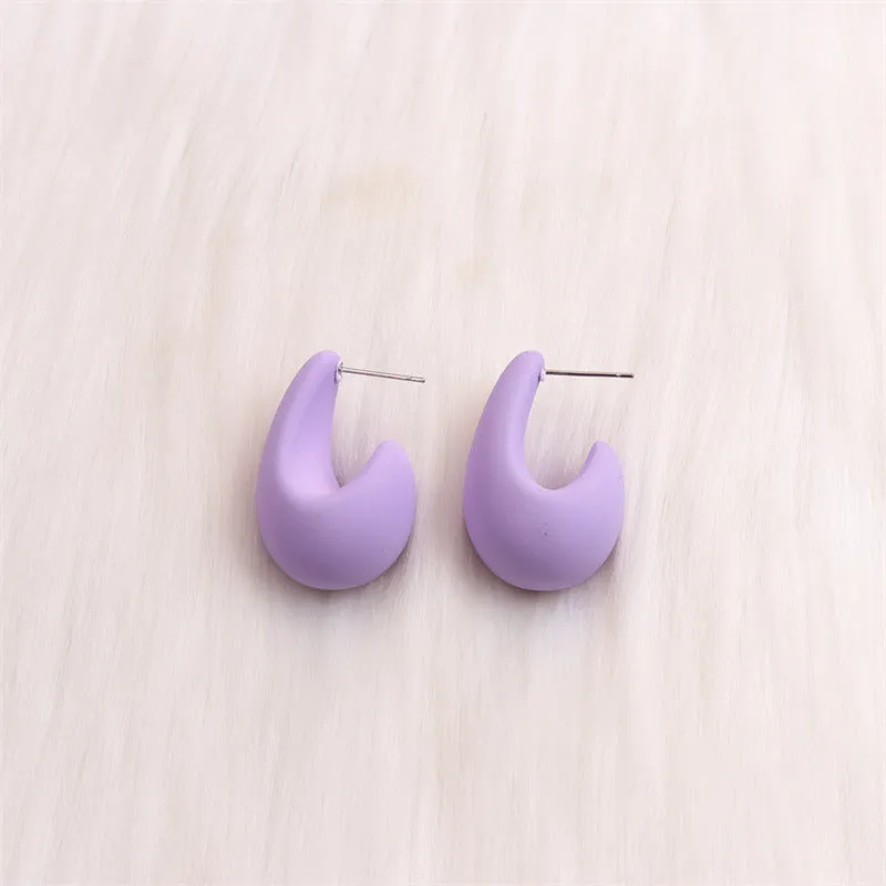 Wholesale Colorful Three-dimensional C-ring Acrylic Earrings
