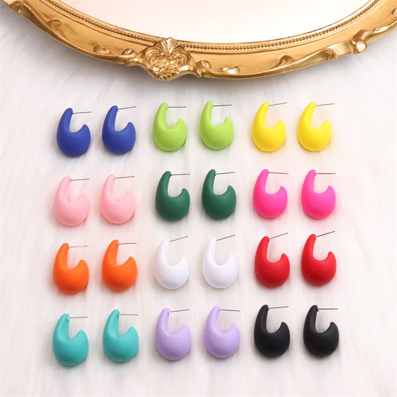 Wholesale Colorful Three-dimensional C-ring Acrylic Earrings