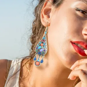 Wholesale colorful water drop tassel earrings