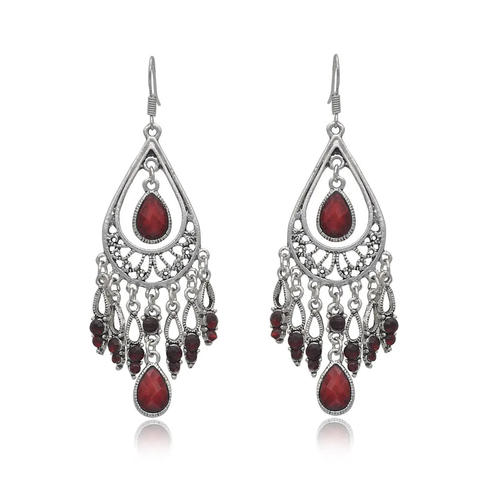Wholesale colorful water drop tassel earrings