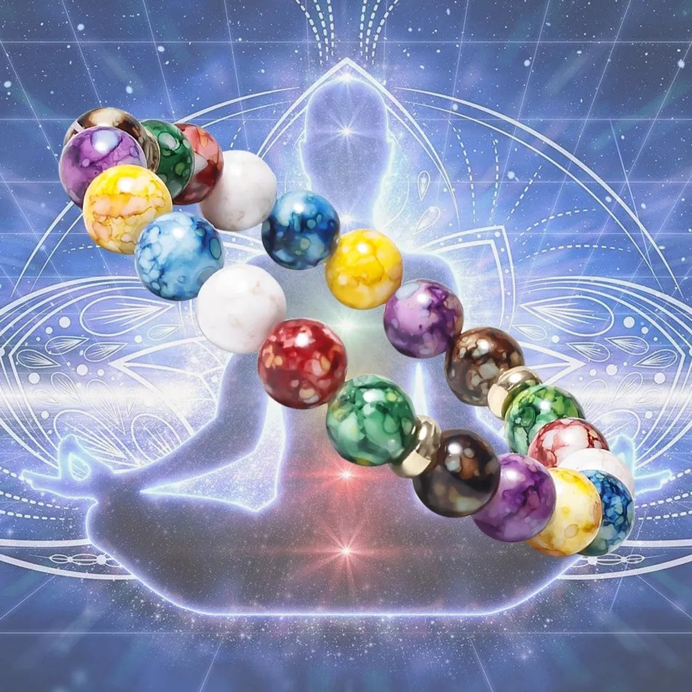 Wholesale Colorful Yoga Balance Energy Beads Volcanic Stone Bracelet