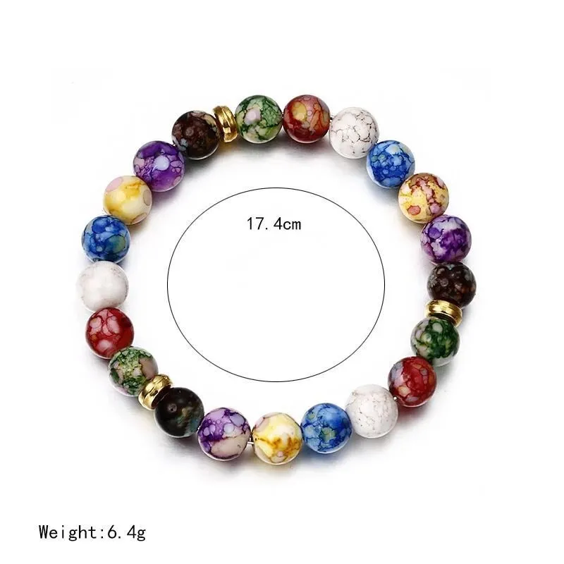 Wholesale Colorful Yoga Balance Energy Beads Volcanic Stone Bracelet