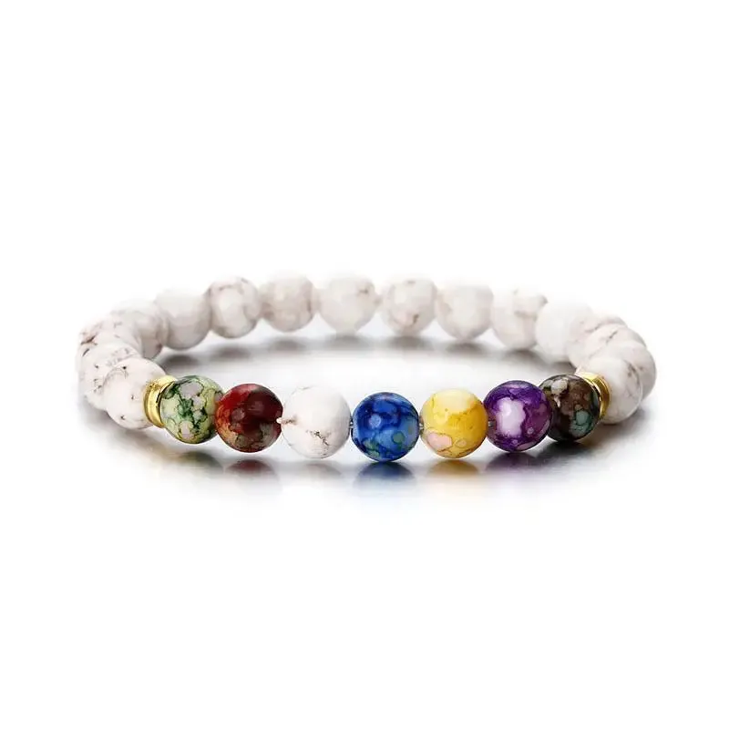 Wholesale Colorful Yoga Balance Energy Beads Volcanic Stone Bracelet